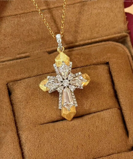 Gold Brushed Cross Pendant (Without Chain)