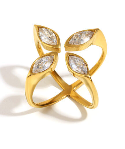 Cross Horse Eye Open Ring