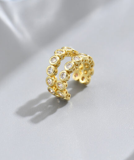 Double Layer Zirconia Stud Ear Cuff (Set of 1)