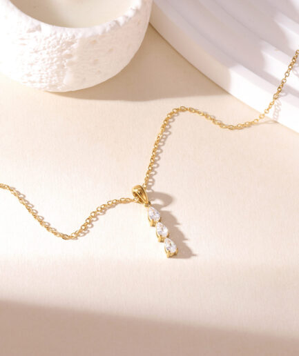 Diamond-Studded One-Word Chain Necklace