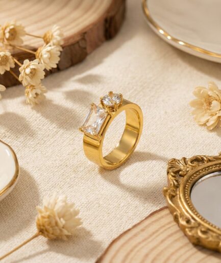 Pearl Water Drop Zircon Ring - 7- Size