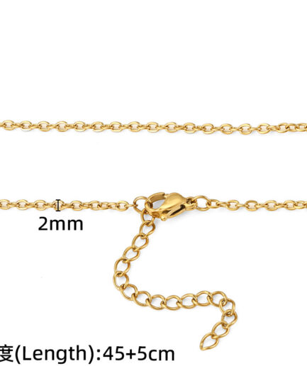 Plain Chain | 18K Gold 2mm Flat O Cross Chain 45+5cm