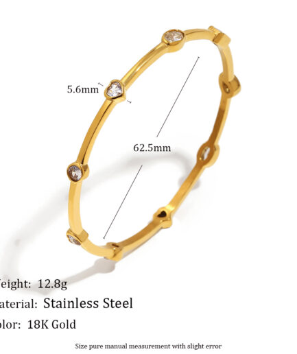 Geometric Zirconia Line Bangle - Gold and White